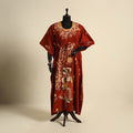 Red - cotton hand batik kaftan with tie-up waist (long) 11