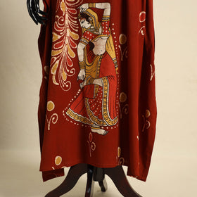 Red - cotton hand batik kaftan with tie-up waist (long) 11