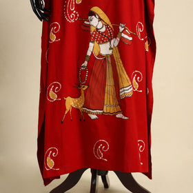 Red - cotton hand batik kaftan with tie-up waist (long) 14