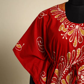 Red - cotton hand batik kaftan with tie-up waist (long) 14