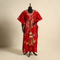 Red - cotton hand batik kaftan with tie-up waist (long) 14