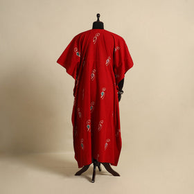 Red - cotton hand batik kaftan with tie-up waist (long) 17