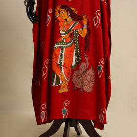 Red - cotton hand batik kaftan with tie-up waist (long) 17