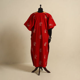 Red - cotton hand batik kaftan with tie-up waist (long) 35