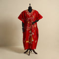 Red - cotton hand batik kaftan with tie-up waist (long) 35
