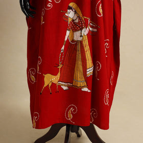 Red - cotton hand batik kaftan with tie-up waist (long) 35