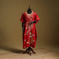 Red - cotton hand batik kaftan with tie-up waist (long) 38