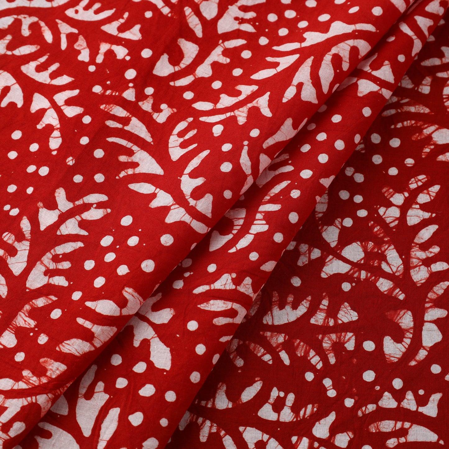 Buy Cotton Red Hand Batik Print Fabric