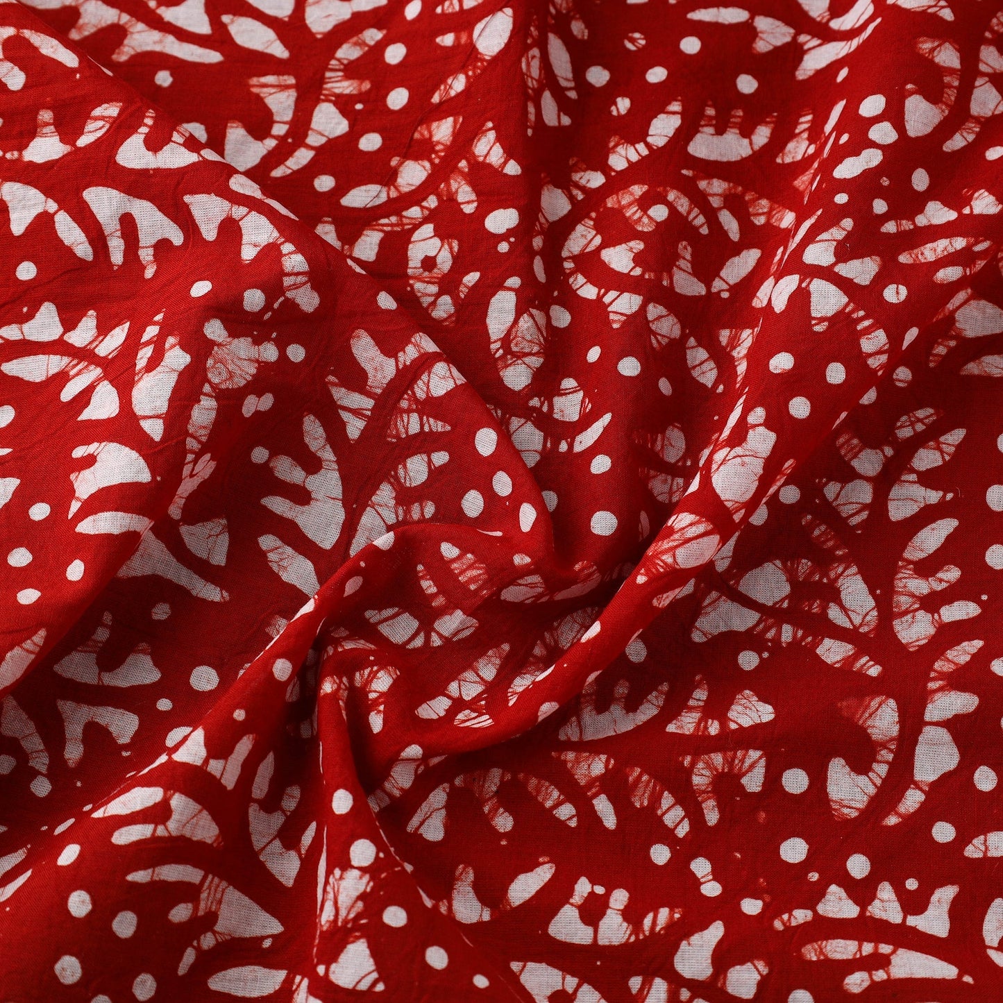 Buy Cotton Red Hand Batik Print Fabric