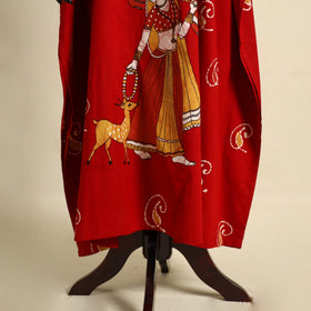 Red - cotton hand batik kaftan with tie-up waist (long) 08