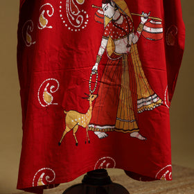Red - cotton hand batik kaftan with tie-up waist (long) 38