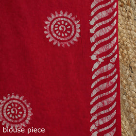 Red - cotton hand batik saree 06 - handcrafted