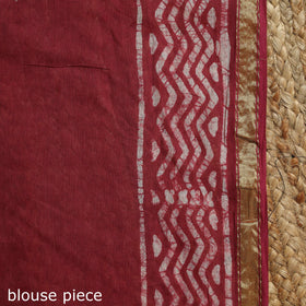 Red - cotton hand batik saree with blouse 04 - handcrafted