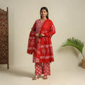 Buy Red Cotton Hand Batik Print Suit Set