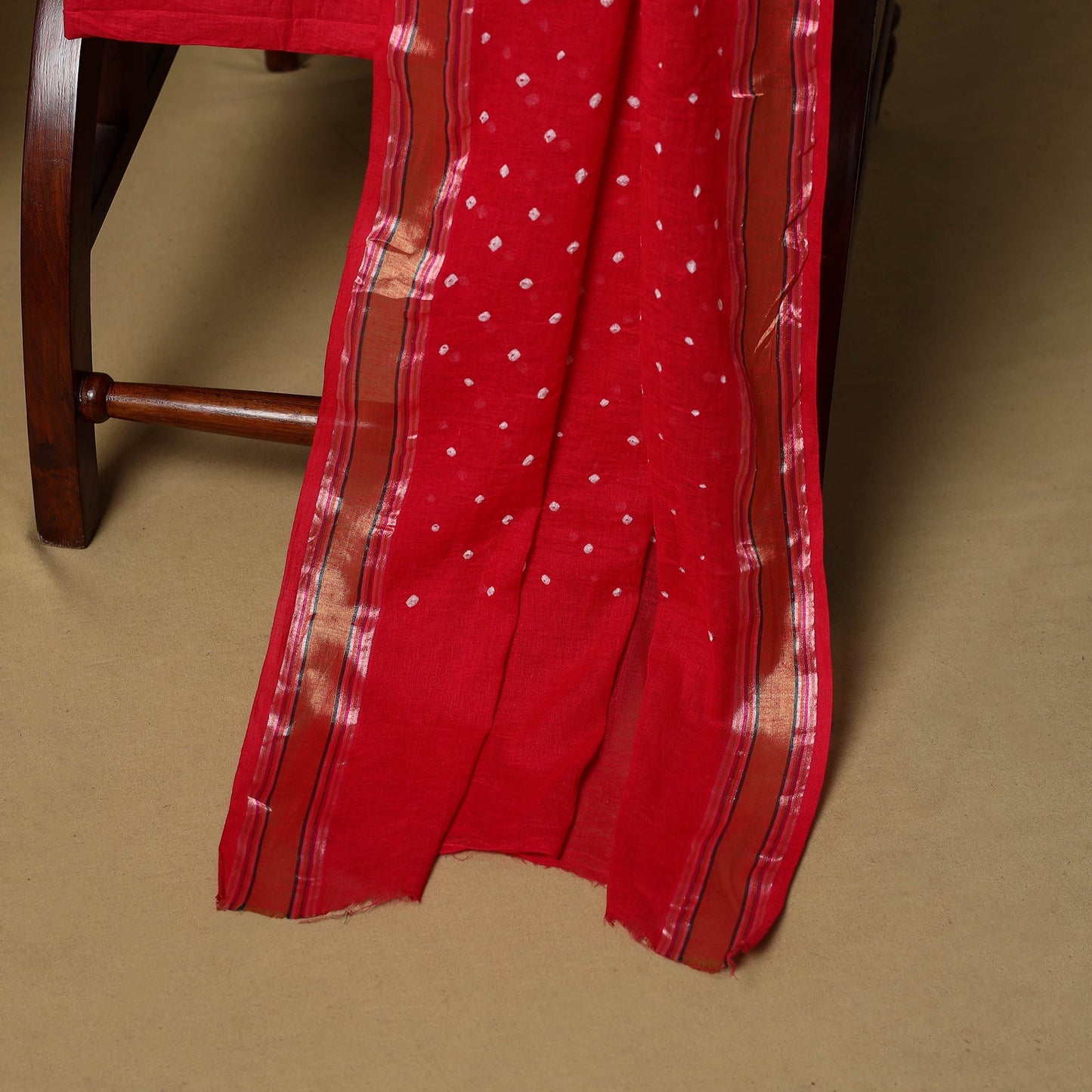 Pink - cotton hand kutch batik 3pc unstitched dress