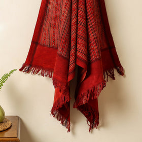 Red Block Print Cotton Ajrakh Handloom Towel