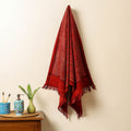 Red Block Print Cotton Ajrakh Handloom Towel