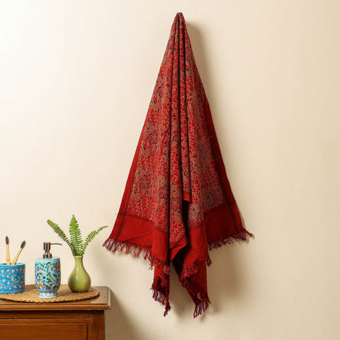 Red Block Print Cotton Ajrakh Handloom Towel