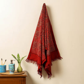 Red Block Print Cotton Ajrakh Handloom Towel