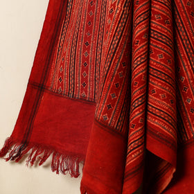Red Block Print Cotton Ajrakh Handloom Towel