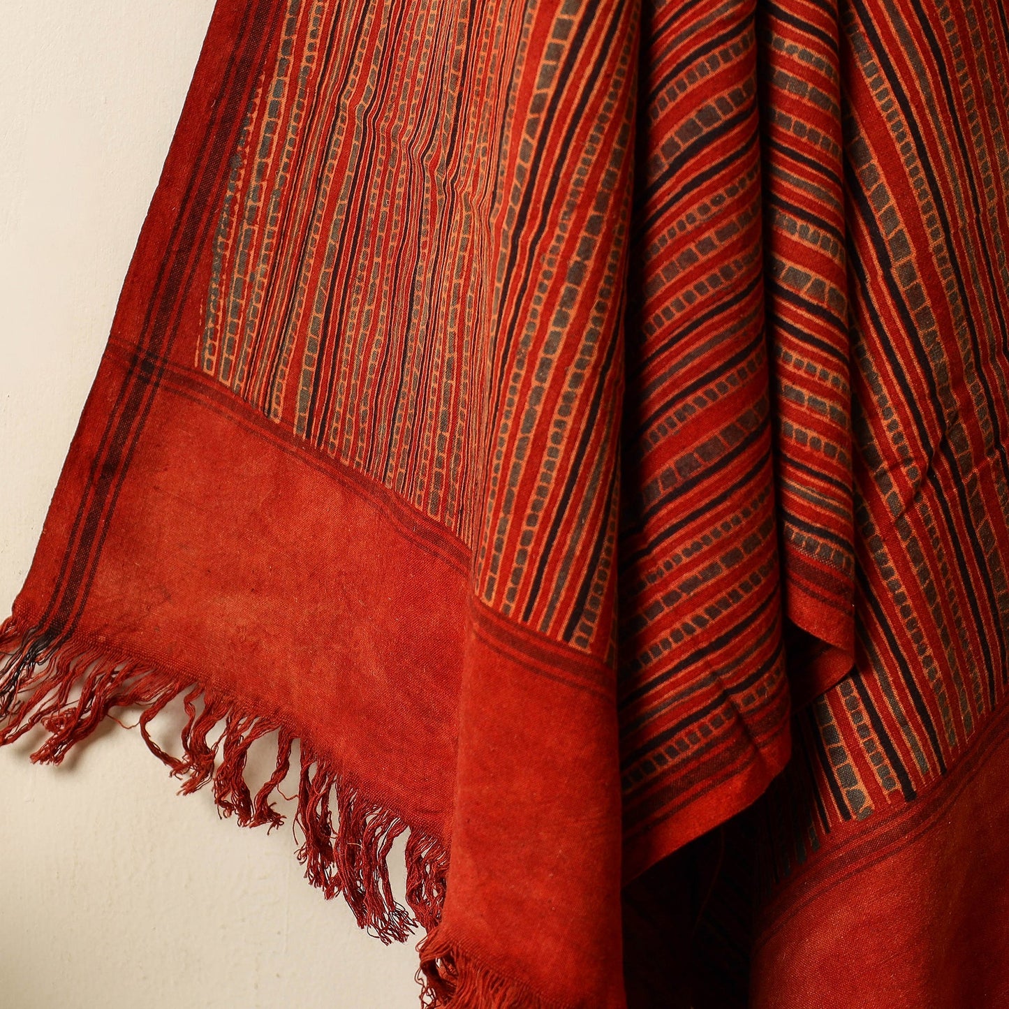 Red Block Print Cotton Ajrakh Handloom Towel