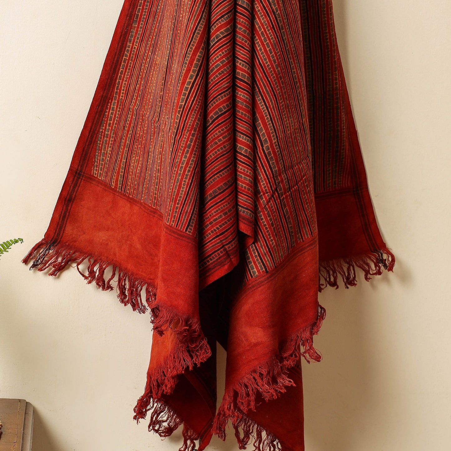 Red Block Print Cotton Ajrakh Handloom Towel