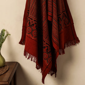 Red Block Print Cotton Ajrakh Handloom Towel