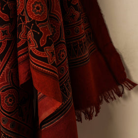  Red Block Print Cotton Ajrakh Handloom Towel
