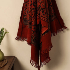  Red Block Print Cotton Ajrakh Handloom Towel