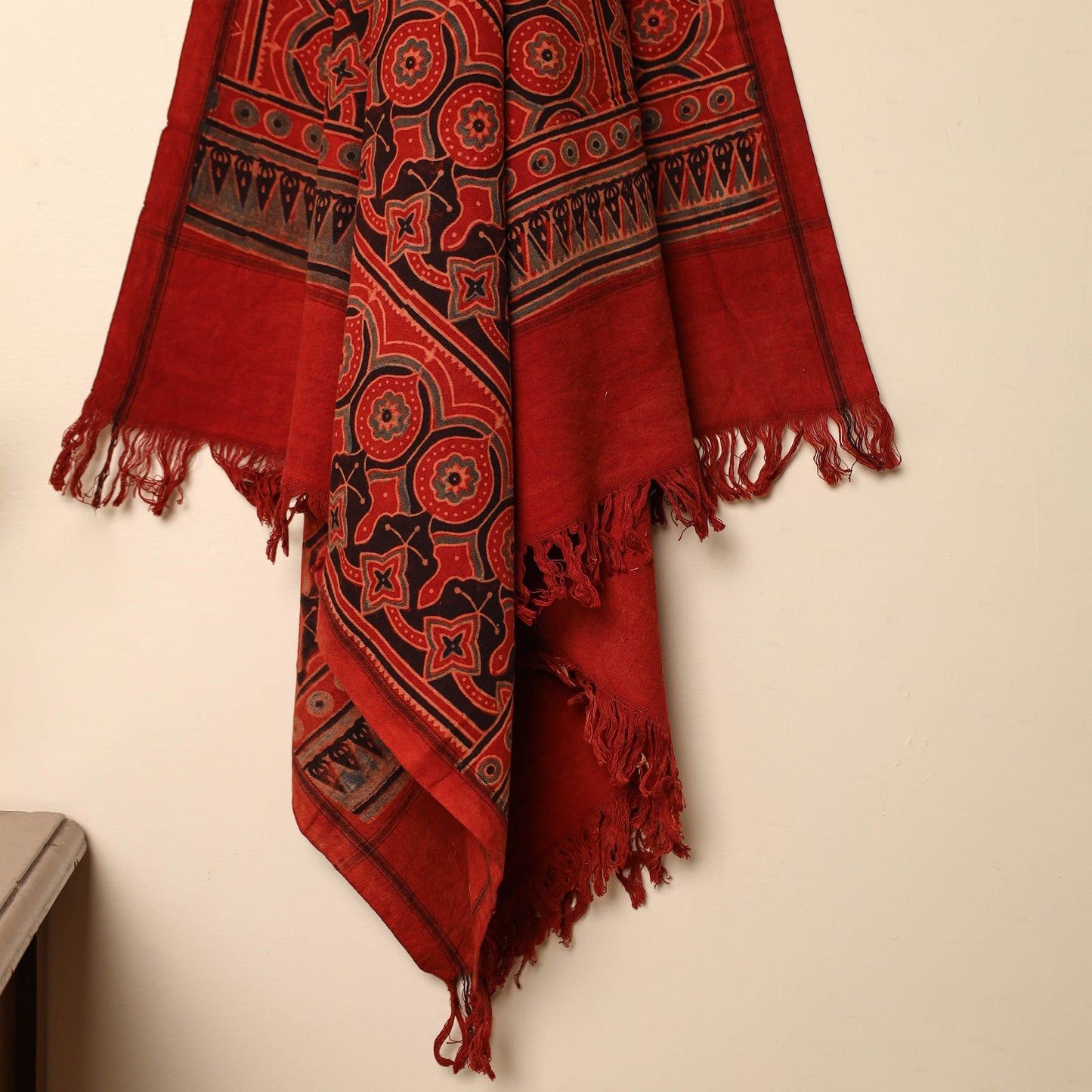 Red - cotton handloom towel65 - handcrafted