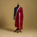 Red - cotton jacquard dupatta with thread border 15