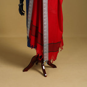 Red - cotton jacquard dupatta with thread border 31