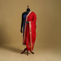 Red - cotton jacquard dupatta with thread border 39