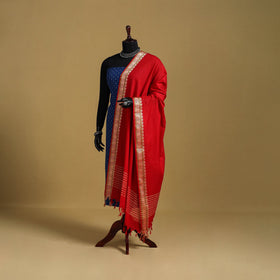 Red - cotton jacquard dupatta with thread border 39