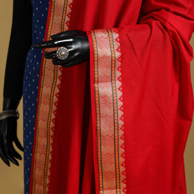 Red - cotton jacquard dupatta with thread border 39