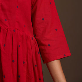 Red - cotton jacquard kurta set (set of 2) 03 - handcrafted