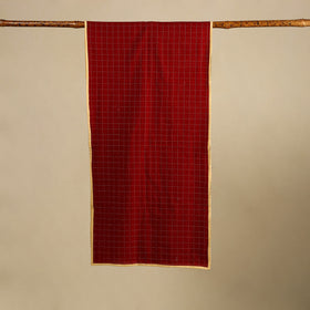 Red -cotton jacquard stole 10 - handcrafted