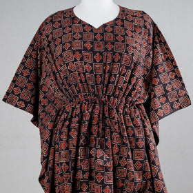  Red Block Print Cotton Ajrakh Kaftan 