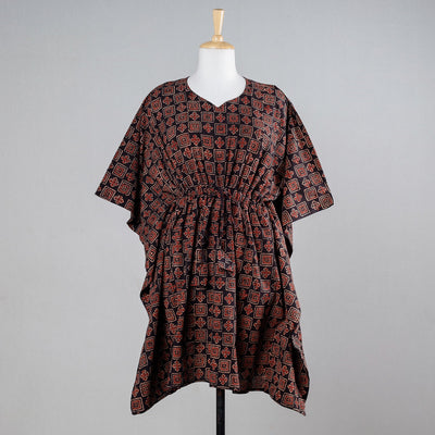  Red Block Print Cotton Ajrakh Kaftan 