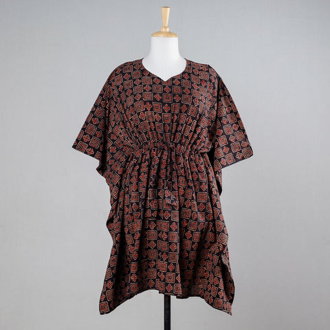  Red Block Print Cotton Ajrakh Kaftan 