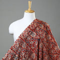 Black Block Print Cotton Kalamkari Fabric 