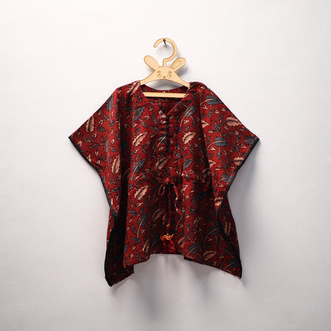 Red - cotton kids kaftan (3-4 years) 05 - handcrafted