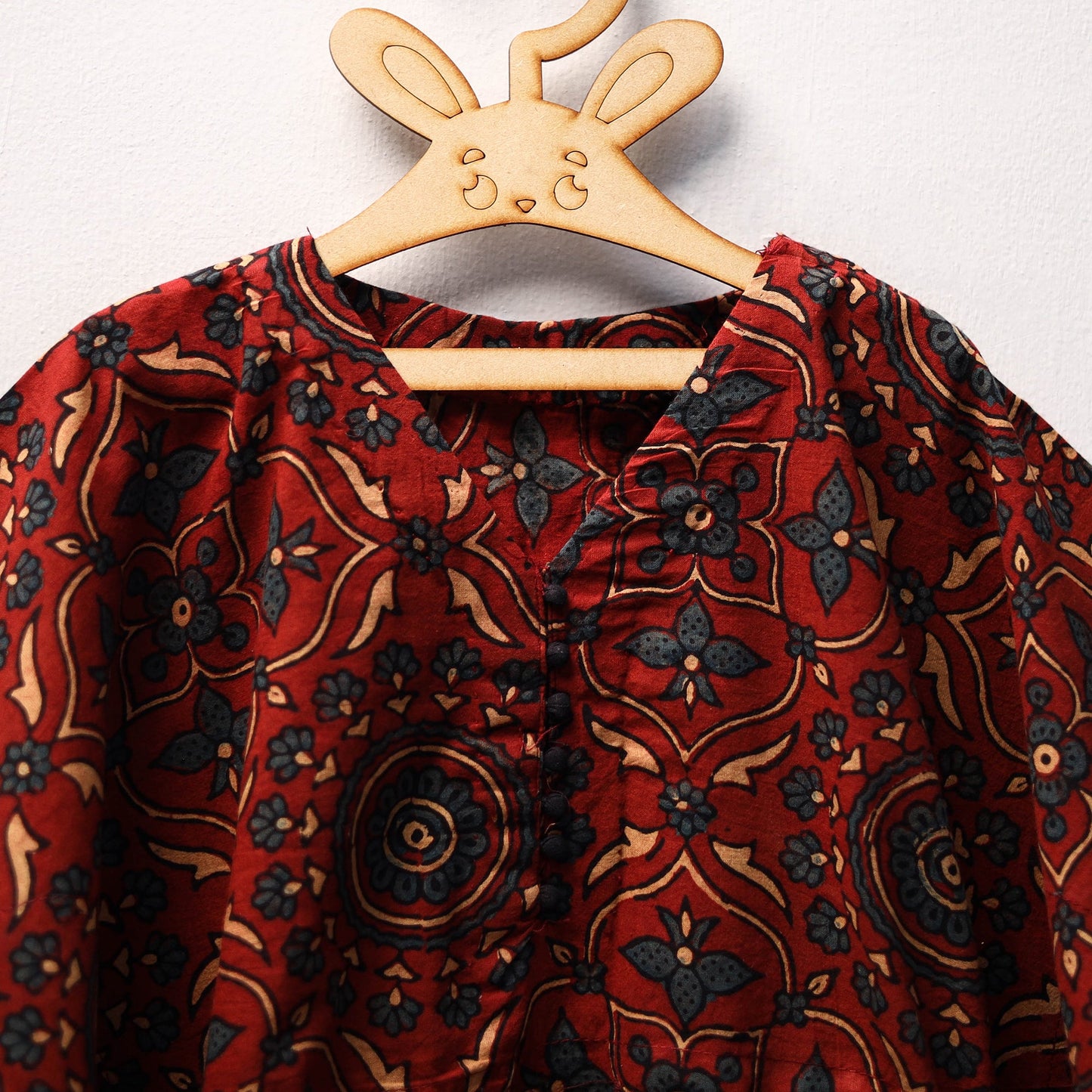 Red - cotton kids kaftan (3-4 years) 09 - handcrafted