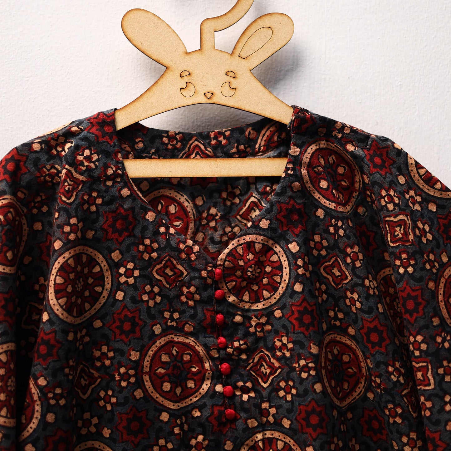 Red - cotton kids kaftan (3-4 years) 15 - handcrafted