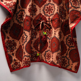 Red Ajrakh Block Print Cotton Kids Kaftan (3-4 Years)