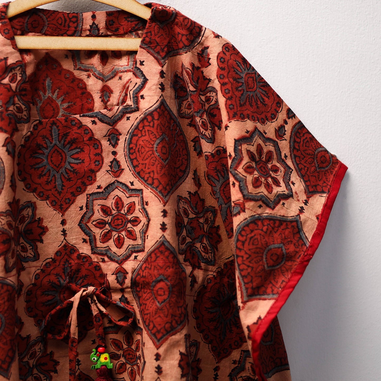 Red Ajrakh Block Print Cotton Kids Kaftan (3-4 Years)