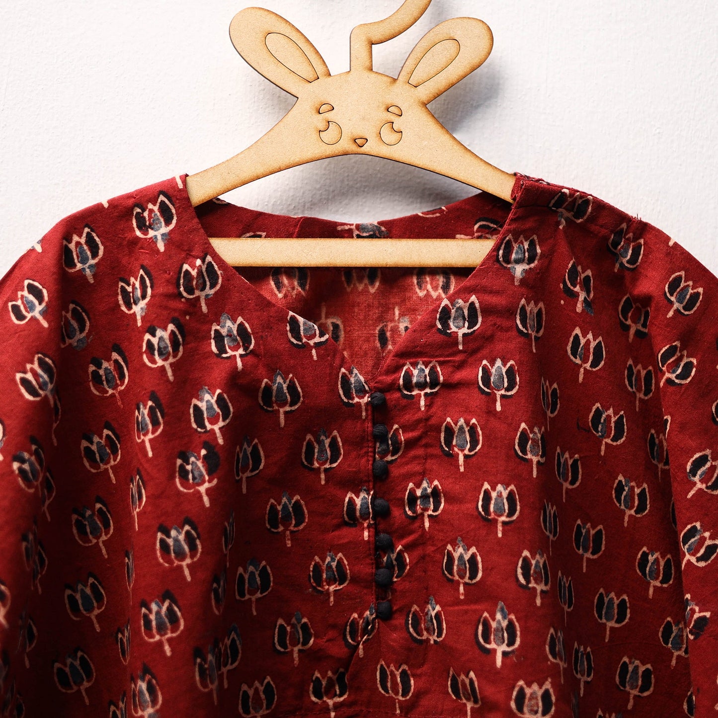 Red - cotton kids kaftan (3-4 years) 24 - handcrafted