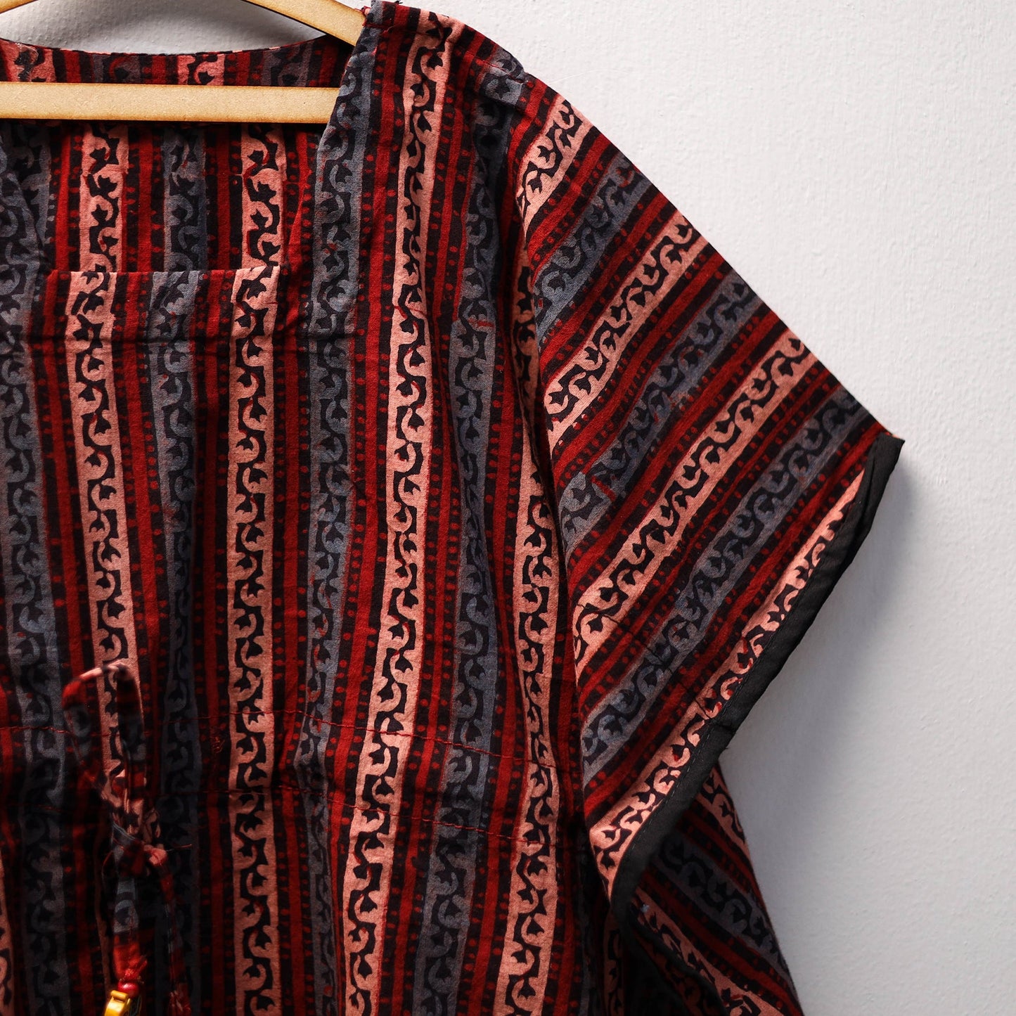 Red Ajrakh Block Print Cotton Kids Kaftan (3-4 Years)