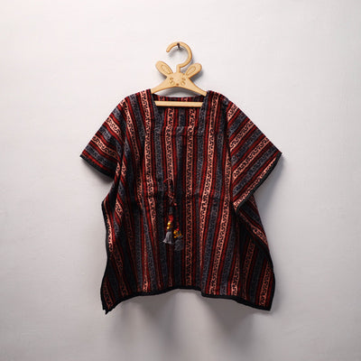 Red Ajrakh Block Print Cotton Kids Kaftan (3-4 Years)