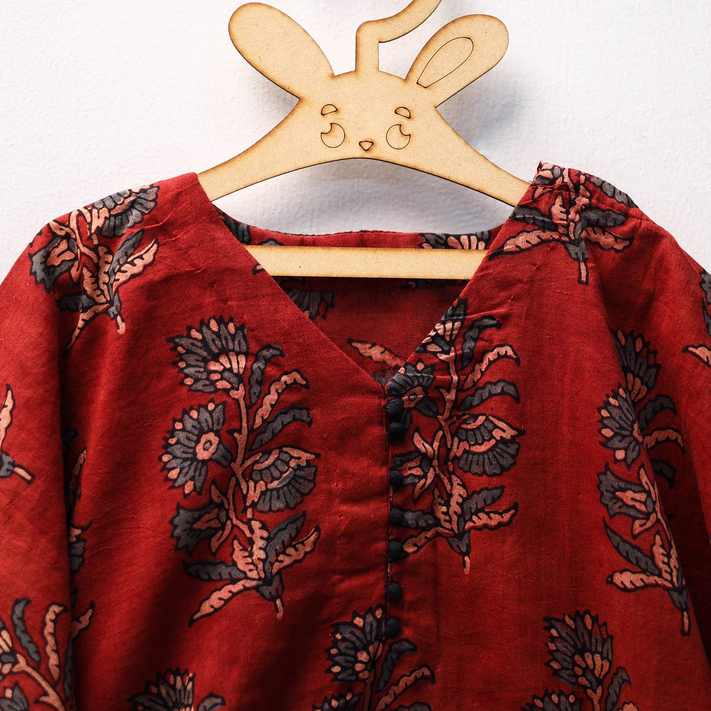 Red - cotton kids kaftan (3-4 years) 39 - handcrafted
